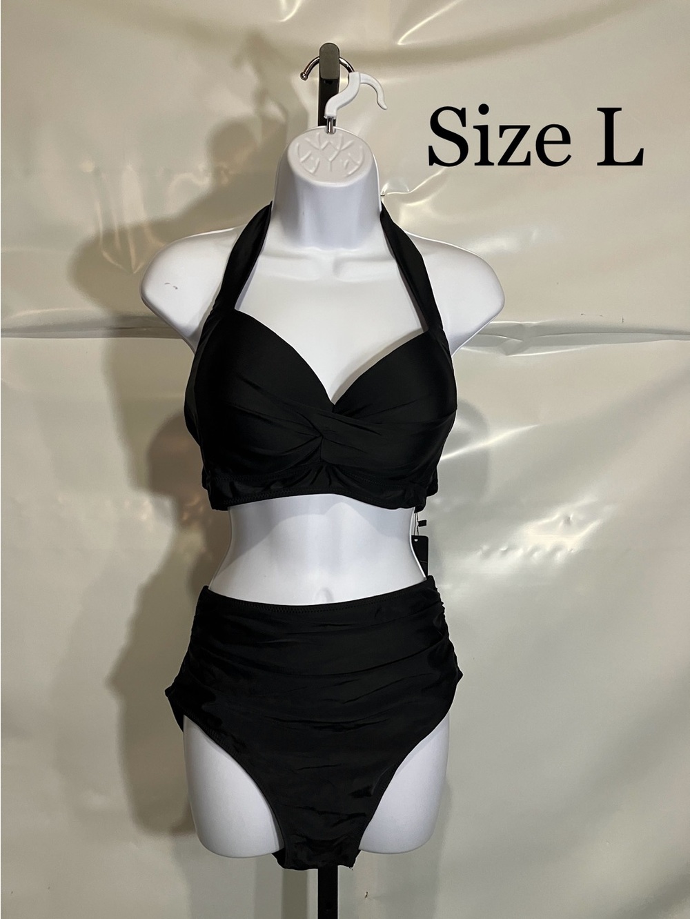 Women’s Black Halter High-Waist Bikini Swimsuit Size Large